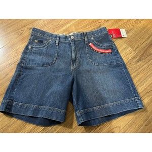 Lee Women's Blue Stretch Comfort-Fit Denim Jean Shorts Size 14 NWT